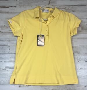 Vintage Tehama Polo Shirt Women's Med Yellow Golf Tennis NOS NWT Short Sleeve